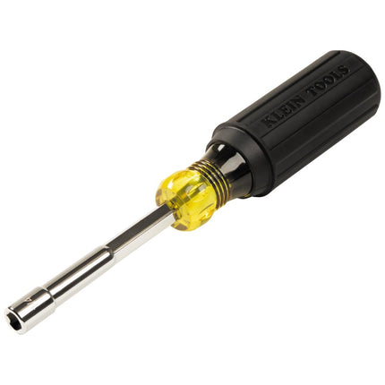 Klein Tools 65414MAG Heavy-Duty Hollow Shaft Nut Driver, Magnetic, Color-Coded 1/4-Inch Hex, Pass Through Design, 6-Point Socket, and Cushion-Grip Handle