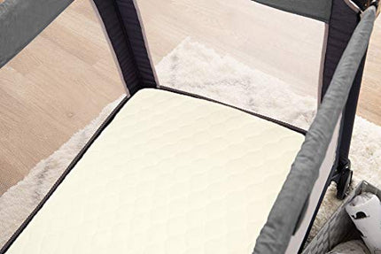American Baby Company Funda de colchón ajustada acolchada impermeable natural para corralito Pack and Play, tamaño moisés, hecha con algodón orgánico - Sin vinilo