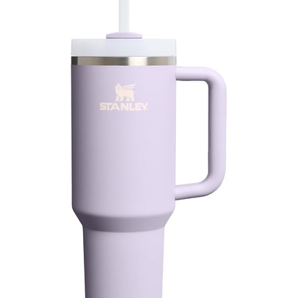 STANLEY Vaso térmico Quencher H2.0 con asa y pajita de 40 oz | Tapa Flowstate de 3 posiciones | Compatible con portavasos para viajes | Vaso de acero inoxidable aislado | Sin BPA | Purple Dust