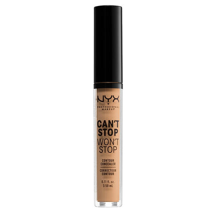 NYX Professional Full Coverage Concealer, 24 Hour Longevity, Can't Stop Won't Stop Contour Makeup Concealer, Matte Finish, Shine Control, Long Lasting, Vegan Formula, Shade: Soft Beige