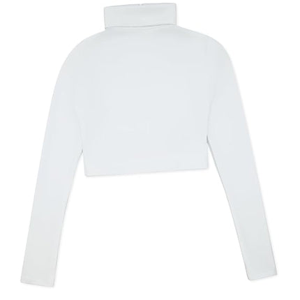 Capezio Womens Turtleneck Long Sleeve Top, White, XL