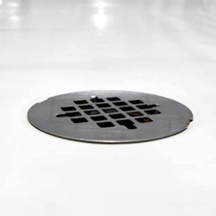 Westbrass A206P-62 2" No-Caulk PVC Compression Shower Drain with 4-1/4" Round Grid Cover, Matte Black