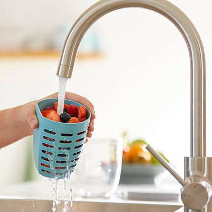 Mepal – Fruit & Veggie Pot Ellipse – Nordic Black – 600 ml – Airtight & Leakproof – Includes Colander & On-the-go Fork – Dishwasher Safe