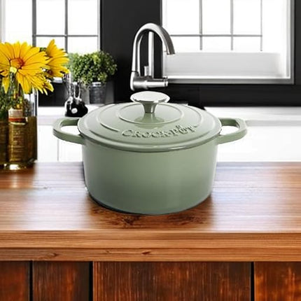 Olla de hierro fundido esmaltado redonda Crock-Pot Artisan, 4,7 litros, Verde Pistacho
