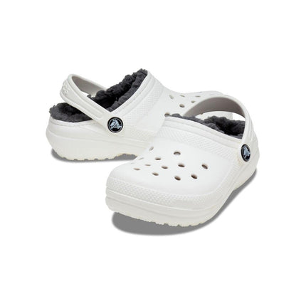 Crocs Kids Clogs, Classic Lined Clog K, White/Grey,3 UK