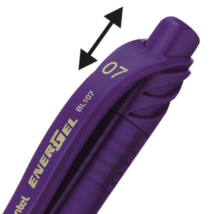Pentel Energel-BL107-VX Tip Retractable Pen, 0.7 mm - Violet (Pack of 12)
