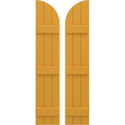 Ekena Millwork ARW401BQ311X37TUH Americraft Three 3 Exterior Real Wood Joined Board-n-Batten Shutters w/Arch Top (Per Pair), 10 1/2"W x 37"H, Turmeric