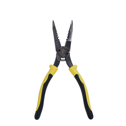 Klein Tools J206-8C Long Nose All-Purpose Spring Loaded Pliers, Forged Steel with Dual Material Journeyman Handles