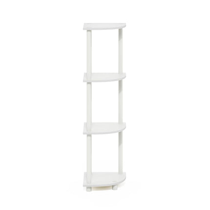 Furinno TURN-N-TUBE Corner Shelf, 4-Tier Corner Bookshelf, Display Storage Shelves with Open Shelves, for Organization and Storage, Living Room, Home Office, Garage, White