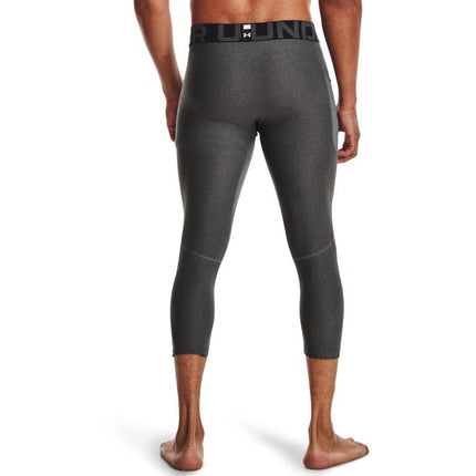 Under Armour Men's Standard HeatGear 3/4 Leggings, Carbon Heather (090)/White, Medium Tall