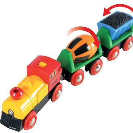 BRIO World Battery Operated Action Train – Motorised Wooden Railway Engine for Kids Age 3 Years and UP, Compatible with All BRIO Wooden Train Sets