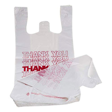 Bolsas de plástico TashiBox con asas, bolsas de agradecimiento, miden 11.5" X 6.25" X 21", 15 micras, 0.6 Mil (paquete de 400), bolsas de supermercado reutilizables y desechables