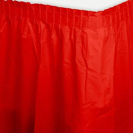 Amscan 77025.40 Disposable Apple Red Solid Color Plastic Table Skirt, 14' X 29" Party Supplies, Red