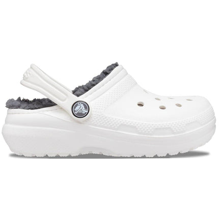 Crocs Kids Clogs, Classic Lined Clog K, White/Grey,3 UK