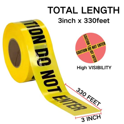 2 Pack Caution DO NOT Enter Barricade Tape – 3in x 330ft Heavy-Duty Safety Barrier Tape for Construction, Hazard Zones, Crime Scenes & Restricted Areas – Bright Yellow with Black Text
