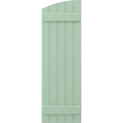 Ekena Millwork ARW101BE518X38SGH Americraft Five 2 Exterior Real Wood Joined Board-n-Batten Shutters w/Elliptical Top (Per Pair), 17 1/2"W x 38"H, Seaglass