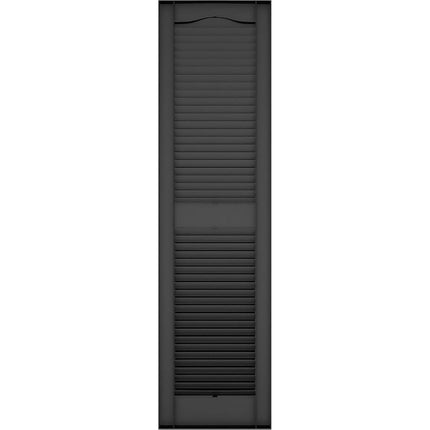 Ekena Millwork LL1S12X02500BL Lifetime Vinyl, Standard Cathedral Top Center Mullion, Open Louver Shutters with Shutter-Loks (Per Pair), Black, 12W x 25H by Ekena Millwork