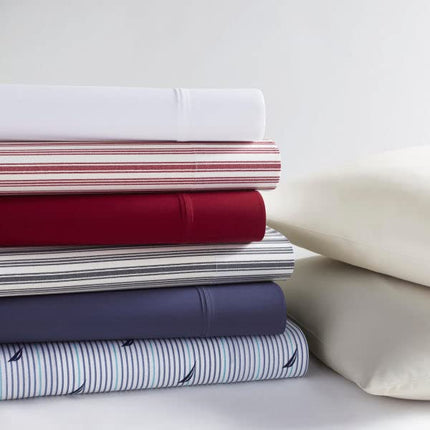 Nautica - King Sheet Set, Cotton Percale Bedding Set, Crisp & Cool, Lightweight & Breathable (Sailing Grey, King)