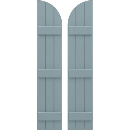 Ekena Millwork ARW401BQ311X37SBH Americraft Three 3 Exterior Real Wood Joined Board-n-Batten Shutters w/Arch Top (Per Pair), 10 1/2"W x 37"H, Peaceful Blue