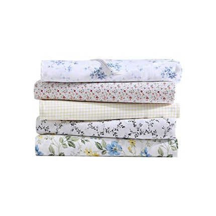 Laura Ashley Home - Queen Sheets, Soft Sateen Cotton Bedding Set - Sleek, Smooth, & Breathable Home Decor (Meadow Floral Blue,4pcs, Queen)
