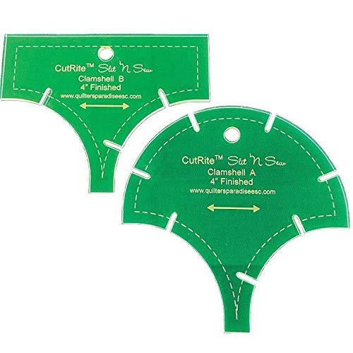 CutRite Quilter's Paradise Slit N Sew Acrylic Template Set - Clamshells, 4" Finished Block Size