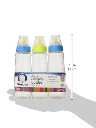 Gerber First Essential Clear View Plastic Nurser With Latex Nipple, BPA Free, Assorted Colors, 3 Pack