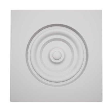 4 1/2"W x 4 1/2"H x 7/8"P Americraft Solid Paint Grade Wood Bullseye Rosette with Squared Edge, Primed Pine