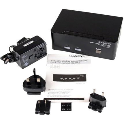 StarTech 2-Port Dual-Monitor DVI and VGA KVM Switch, USB Hub, Audio