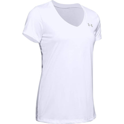 Under Armour Women's Tech V-Neck Twist Short-Sleeve T-Shirt, White/Metallic Silver, X-Small