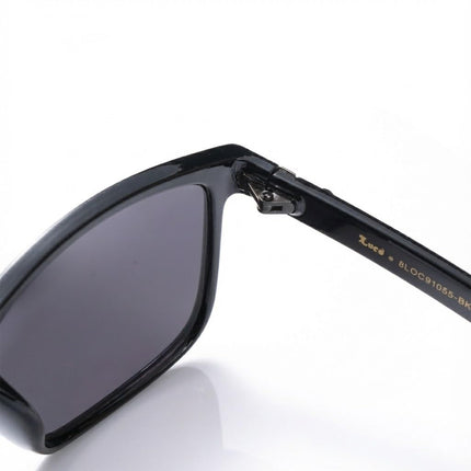 Lunettes de soleil Locs Gangster rectangulaires surdimensionnées à monture en corne entièrement noires pour hommes
