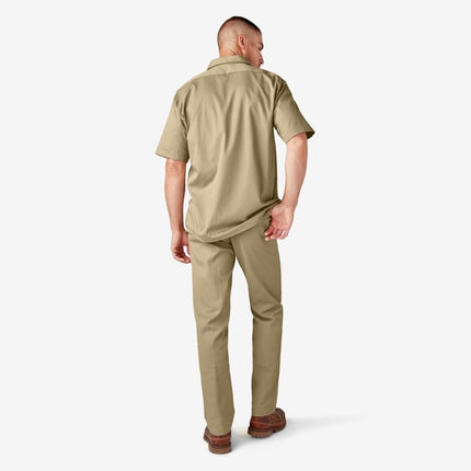 Dickies Mens Short-Sleeve Work Shirt, 3XT, Dark Brown