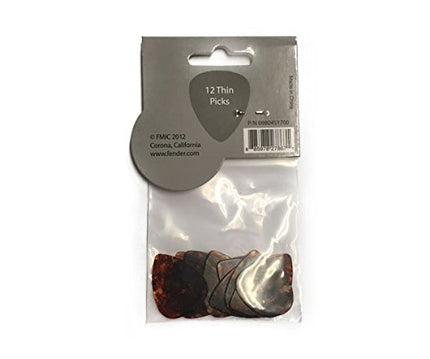 Fender 451 Shape Classic Celluloid Picks (12 Pack) for electric guitar, acoustic guitar, mandolin, and bass, 451 - Thin, Multicolor (Tortoise Shell)