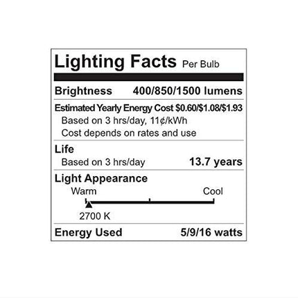 Relax HD 3-Way LED Light Bulb, Soft White, 5/11/16-Watts -93127692