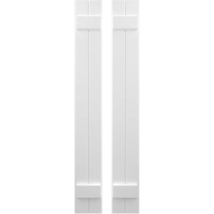 Ekena Millwork ARW101BB207X34WHH Americraft Two 2 Exterior Real Wood Joined Board-n-Batten Shutters (Per Pair), 7"W x 34"H, White