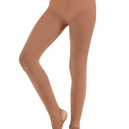 Capezio girls Ultra Soft Self Knit Waistband Stirrup Tight, Dark Suntan, One Size
