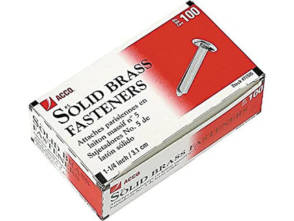 ACCO Solid Brass Fasteners, 1 1/4 Inch Capacity, 100 Count, (A7071505)