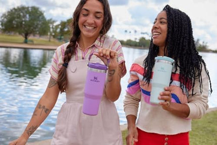 STANLEY IceFlow Stainless Steel Tumbler - Vacuum Insulated Water Bottle for Home, Office or Car Reusable Cup with Straw Leak Resistant Flip Cold for 12 Hours or Iced for 2 Days, Plum, 20OZ
