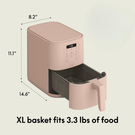 bella 4Qt Slim Air Fryer, Fits-anywhere™ Kitchenware, EverGood™ Ceramic Nonstick Coating, Adjustable Temperature, 6 Preset Cooking Options, 60 Min Auto Shutoff w Audible Tone, 3.3lb Capacity, Blossom