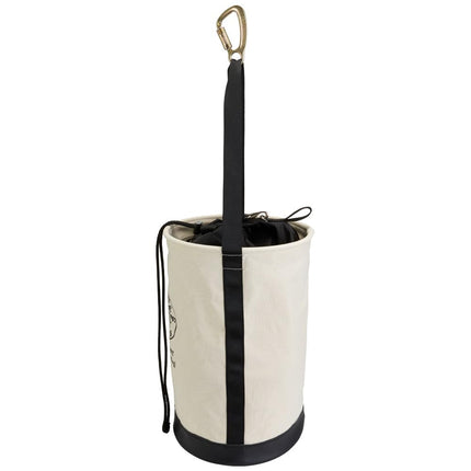 Klein Tools 5114DSC22 Canvas Bucket, Heavy Duty Drawstring Close Tool Bucket, 22-Inch with Leather Reinforced Bottoms, 100-Pound Load Rated