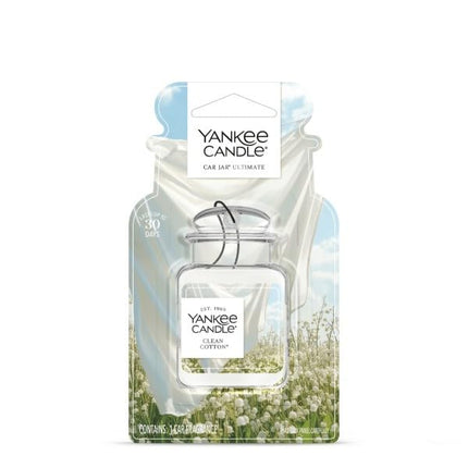 Ambientadores de Coche Yankee Candle, Colgantes Car Jar Ultimate, Neutraliza Olores hasta 30 Días, Algodón Limpio, 0.96 OZ (Paquete de 3)