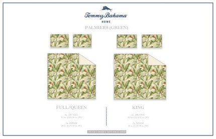 Tommy Bahama - King Duvet Cover Set, Cotton Sateen Bedding with Matching Shams & Button Closure, All Season Home Decor (Palmiers Green, King)
