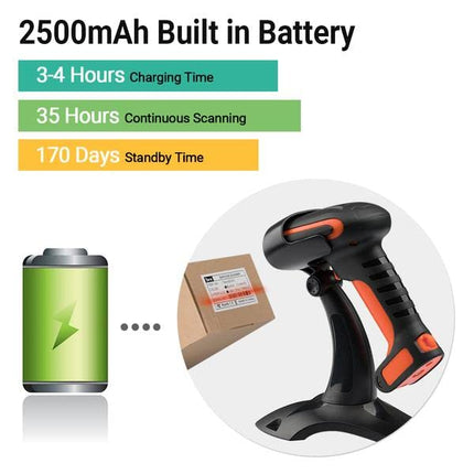 Tera Wireless Barcode Scanner 1D 2D QR Code Reader, Bluetooth Compatible & 2.4G Wireless, 2200 mAh Built-in Batteries, Extreme Drop Resistance for Windows, Mac, Android, iOS, PC, Smartphones, Tablets