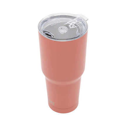 BUILT Double Walled Stainless Steel Tumbler Set with Replacement Lid, 2 Reusable Tritan Wire Straw Cleaning Brush in Gift Box, 1 Count (Pack of 1), Burnt Coral