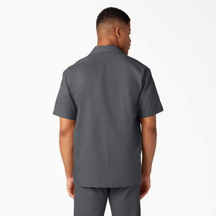 Camisa de trabajo de manga corta Dickies para hombre - Camisas de botones de sarga duraderas para hombre, uniforme ligero para uso diario, Carbón, S
