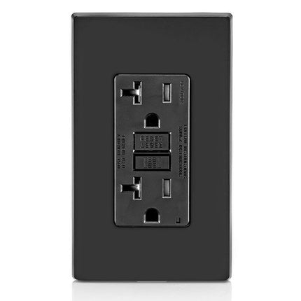 Leviton GFCI Weather-Resistant Receptacle, 20 Amp Tamper-Resistant, GFWT2-E, Black