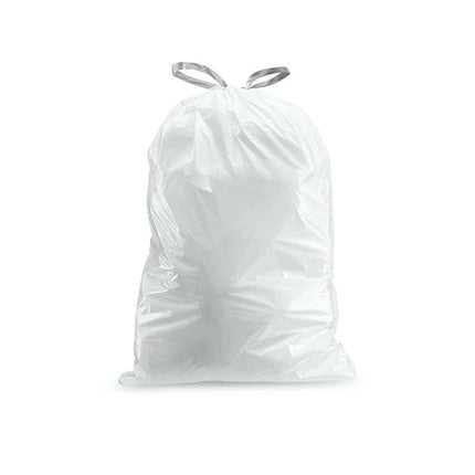 Plasticplace Custom Fit Bin Bags, Compatible with Code Q (50 Count), 13-17 Gallon White Drawstring Bin Liners, Heavy Duty Tear-Resistant, 1.2 Mil, 25" x 32.5"