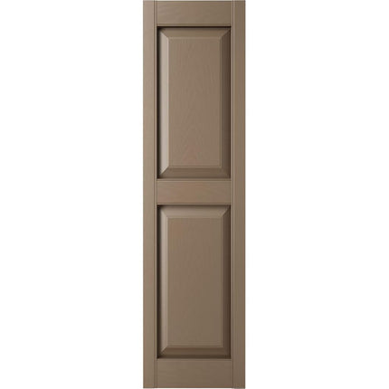 Builders Edge BEP2120035385 TailorMade Two Equal, Raised Panel, Includes Matching Installation Spikes (Per Pair) Vinyl Shutters, 12-in. W x 35-in. H, 385-French Roast