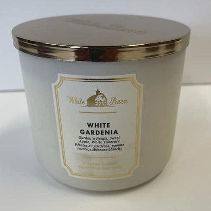Bath & Body Works, bougie à 3 mèches White Barn avec huiles essentielles - 411 g - Nouveaux parfums essentiels ! (Gardénia blanc)