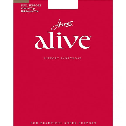 Hanes Women's Alive Control Top Reinforced Toe Sheer Pantyhose, Little Color, A