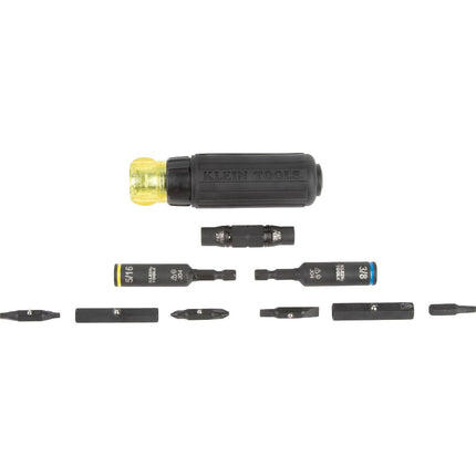 Klein Tools 32500HDRT KNECT Multi-Bit Screwdriver/Nut Driver, Ratcheting Impact Rated 11-in-1 Tool with Phillips, Slotted, Square and Torx Tips